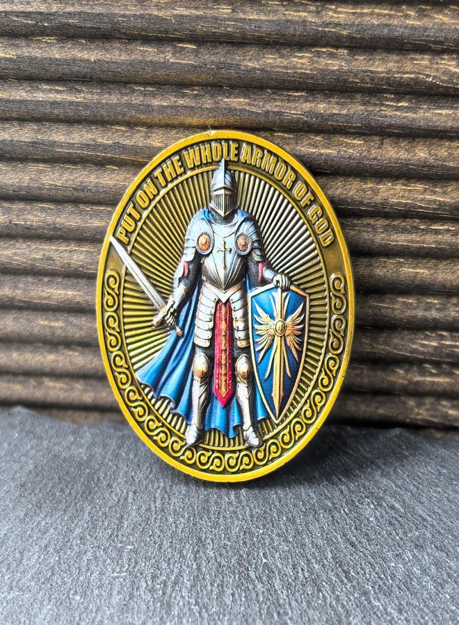 CYOUNG Whole Armor of God Christian Challenge Coin Inspirational Coin with Ephesians 6:11 Bible Verse - Motivational Knight Design - Religious Coin for Faith and Courage - Image 5